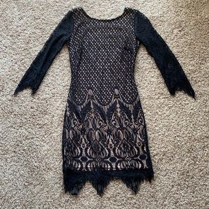 BouBou Boutique Navy Pale Pink Lace Dress Size XS